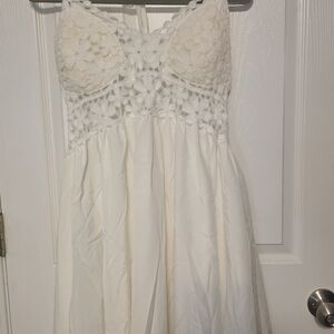 SHEIN White Backless Crochet Bust Sundress